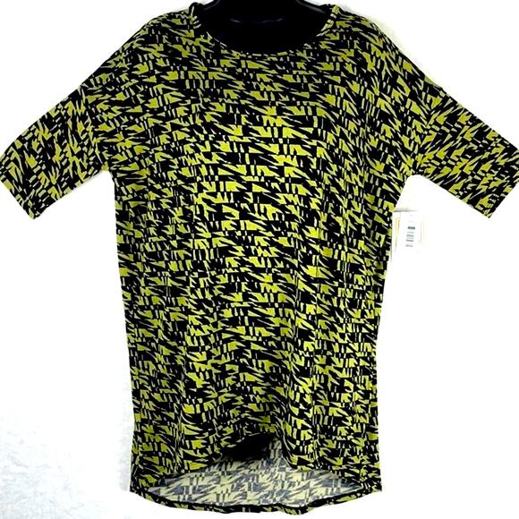 LuLaRoe Irma NWT Beautiful Electric Green Black Print  XS Perfect Fall Halloween - Picture 3 of 16